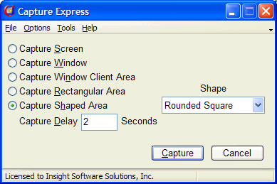 Screenshot of Capture Express what to capture dialog